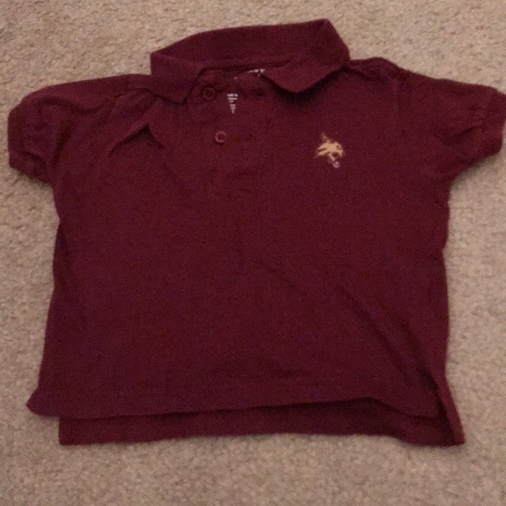 Texas state university bobcat maroon collared polo